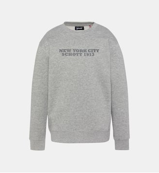 Sweatshirt imprimé col rond - Schott - Gris chine