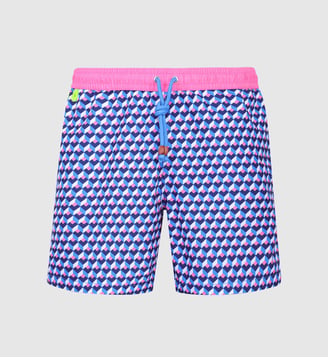Short de bain Trawangan à motif  - Gili's - Bleu et rose