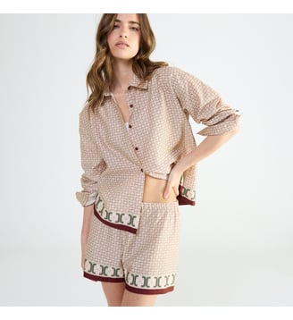 Pyjama col classique en satin, Fascinante - Laurence Tavernier - Beige