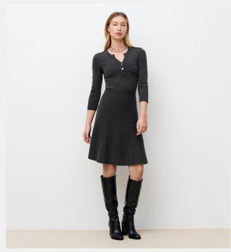 Robe rmarisol - Motif uni - Laine rws - Coupe ajustée - Caroll - Gris