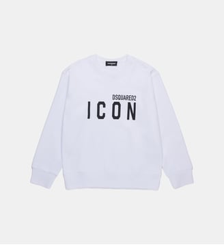 Sweat-shirt col ras du cou avec logo ICON - Dsquared2 - Blanc