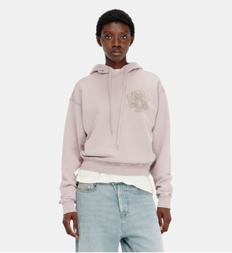 Sweat à capuche avec imprimés et clous strass - Diesel - Lilas