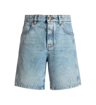 Bermuda en denim délavé Light blue - Balmain - Bleu
