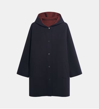 Manteau en laine réversible à capuche - ALEY - Gerard Darel - Bleu nuit