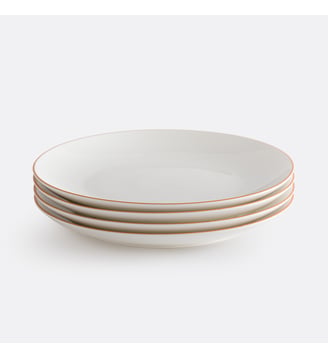 Lot de 4 assiettes à dessert porcelaine - La Redoute Interieurs - Blanc orange