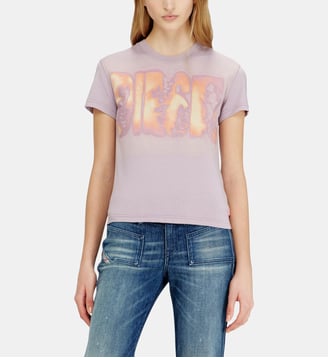 T-shirt ajustée en jersey avec imprimé graphique - Diesel - Lilas