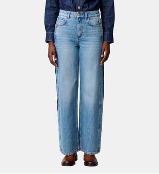 Jean coton bio détails dorés - Claudie Pierlot - Denim bleu