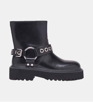 Bottines biker en cuir - Maje - Noir