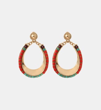 Boucles d'oreilles tiges percées   - Ninon - Satellite - Turquoise et rouge