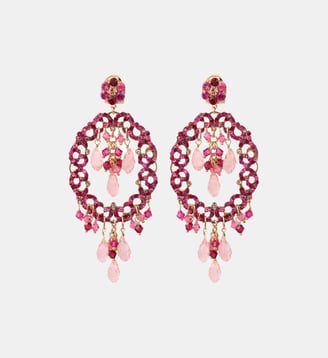 Boucles d'oreilles pendantes tiges percées   - Chiara - Satellite - Rose fuchsia