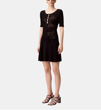 Robe maille fleurs - Claudie Pierlot - Noir