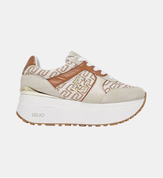 Sneakers à super plateforme en jacquard monogrammé - Liu Jo - Beige