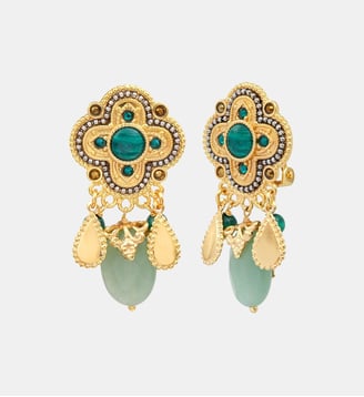 Boucles d'oreilles clips   - Positano - Satellite - Vert