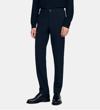 Pantalon ajusté tissu technique - Sandro - Bleu marine