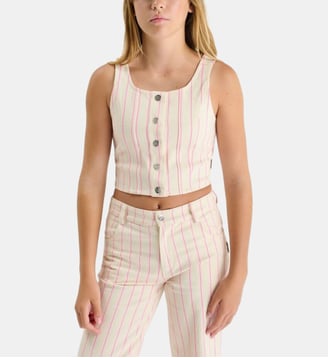 Top LAIFGI en jeans - Le Temps Des Cerises - Blanc