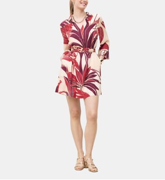 Robe rvanina2 - Motif floral - Viscose livaeco - Caroll - Écru