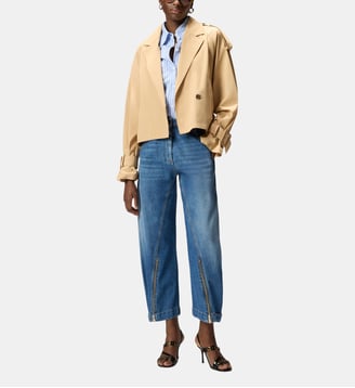 Trench court ceinturé en coton - Pinko - Beige