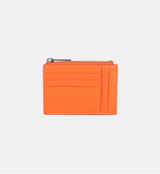 Porte-cartes zippé cuir  - Lancaster - Orange