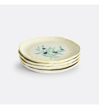 Lot de 4 assiettes à dessert en grès - La Redoute Interieurs - Jaune vert