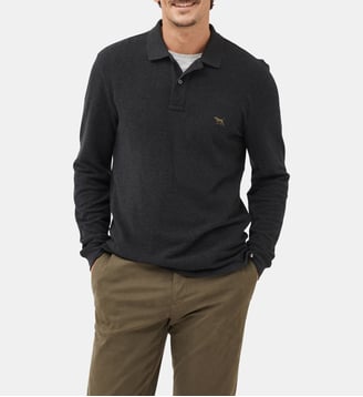 Polo uni slim en coton à manches longues The Gunn - Rodd & Gunn - Fusain