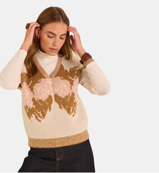 Pull Crème Sans Manches En Alpaga Et Laine Mélangés Adelaide - Maison 123 - Crème