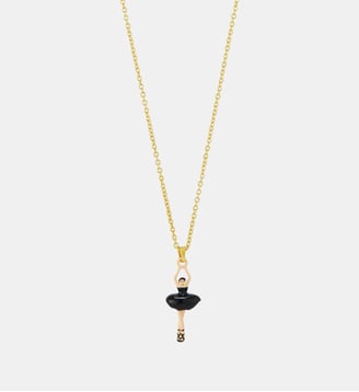 Collier pendentif Ballerine tutu noir et perle de culture - Les Néréides - Noir