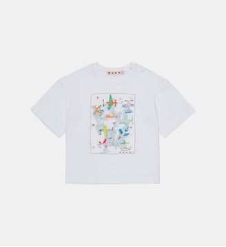 T-shirt avec imprimé avions et logo - Marni - Blanc
