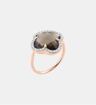 Bague, quartz fume grand modèle, diamants, or rose - Morganne Bello - Or rose