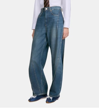 Jean large à découpes surpiquées - Sandro - Bleu jean