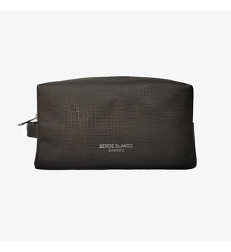 Trousse de toilette en cuir de vachette Biarritz - Serge Blanco - Marron foncé