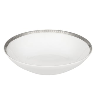 Assiette creuse à calotte en porcelaine finition platine - MALMAISON - Christofle - Blanc