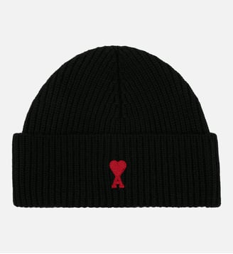 Bonnet Ami de Coeur Rouge unisexe - AMI Paris - Noir et rouge