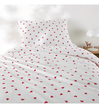 Parure de lit enfant 50% coton recyclé - La Redoute Interieurs - Imprimé coeurs