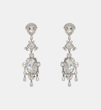 Boucles d’oreilles pendantes en laiton et cristal - Balmain - Argent