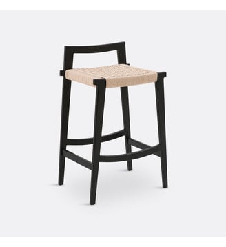 Chaise de bar chêne et tressage Hokito - La Redoute Interieurs - Noir