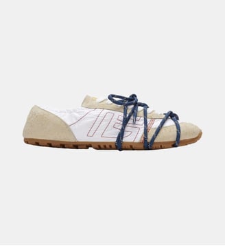 Basket Racer 45 en nylon et cuir suédé - Balmain - Beige