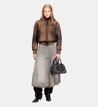 Blouson aviateur en cuir vieilli - Diesel - Marron