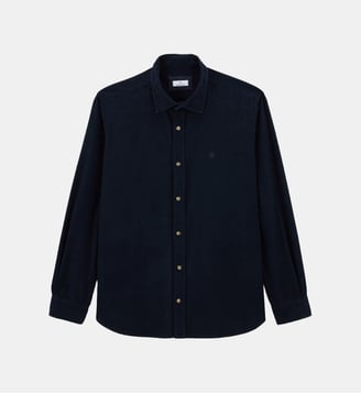 Chemise droite Charles en velours milleraies - Serge Blanco - Dark navy