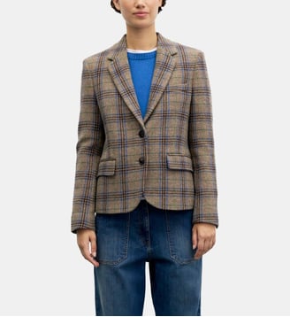 Veste à carreaux en laine vierge - JULIANE - Gerard Darel - Camel