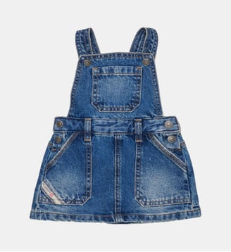Salopette courte en denim - Diesel Kids - Denim bleu