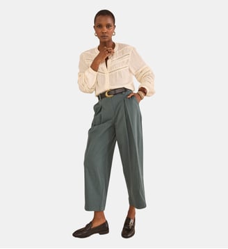 Pantalon Coton Mélangé Lana - Maison 123 - Bleu pétrole
