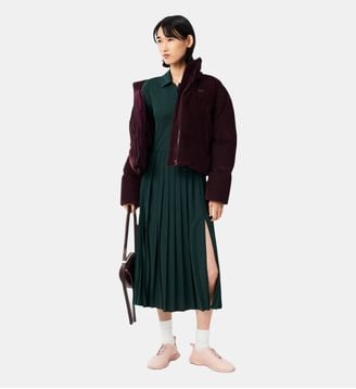 Robe plissée col polo jersey fluide - Lacoste - Vert