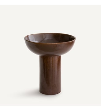 Coupelle sur pied en céramique émaillée - AM.PM - Chocolat