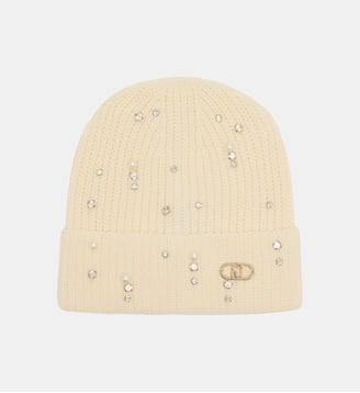 Bonnet avec strass et perles - Liu Jo - Blanc laine
