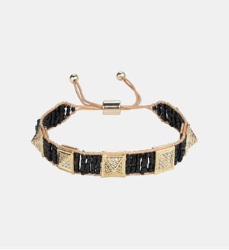 Bracelet réglable perles tissées avec charms SILLAGE - Hipanema - Noir