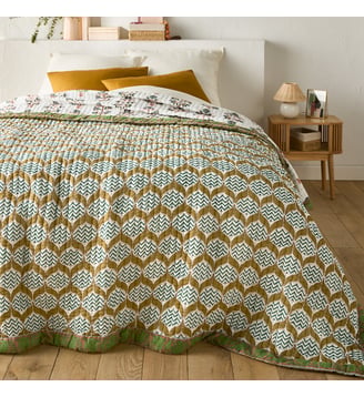Couvre-lit kantha voile de coton Malyam - La Redoute Interieurs - Multicolore