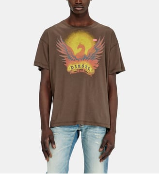 T-shirt droite avec imprimé Phénix - Diesel - Marron