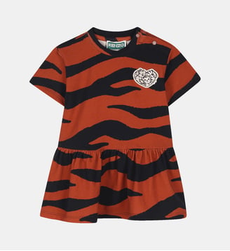 Robe manches courtes - Kenzo Kids - Marron et noir