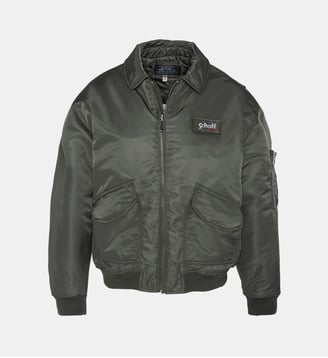 Bomber pilote CWU en nylon recyclé, coupe confort - Schott - Kaki