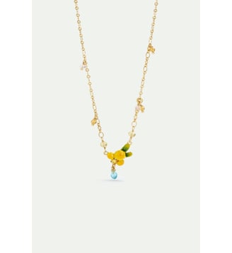 Collier pendentif fleur de mimosa et petites perles - Les Néréides - Jaune